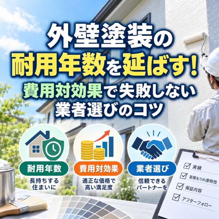 外壁塗装の耐用年数を延ばす！費用対効果で失敗しない業者選びのコツ