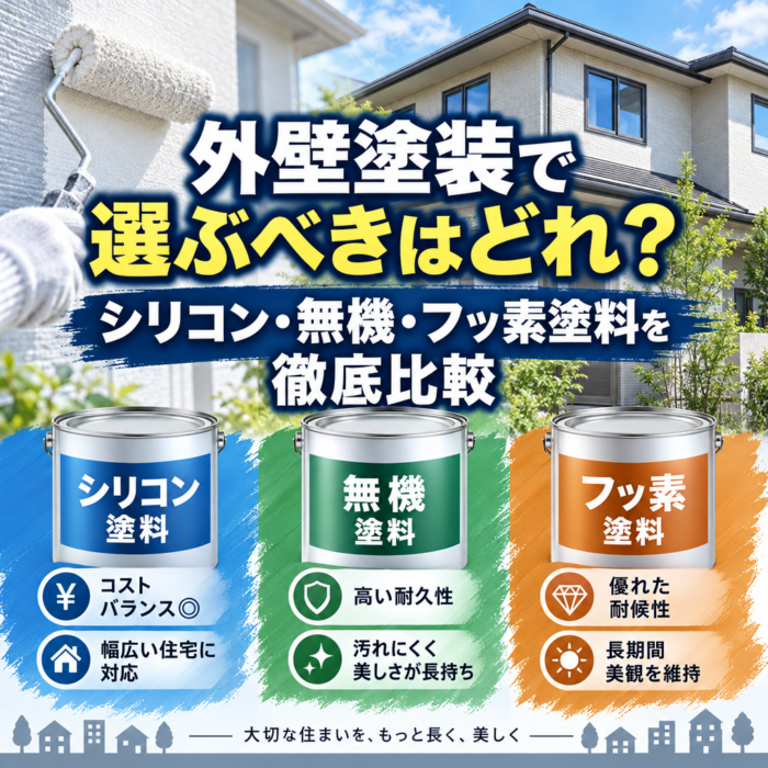 外壁塗装で選ぶべきはどれ？シリコン・無機・フッ素塗料を徹底比較